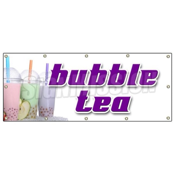 Bubble Tea Banner Heavy Duty 13 Oz Vinyl with Grommets Single Sided